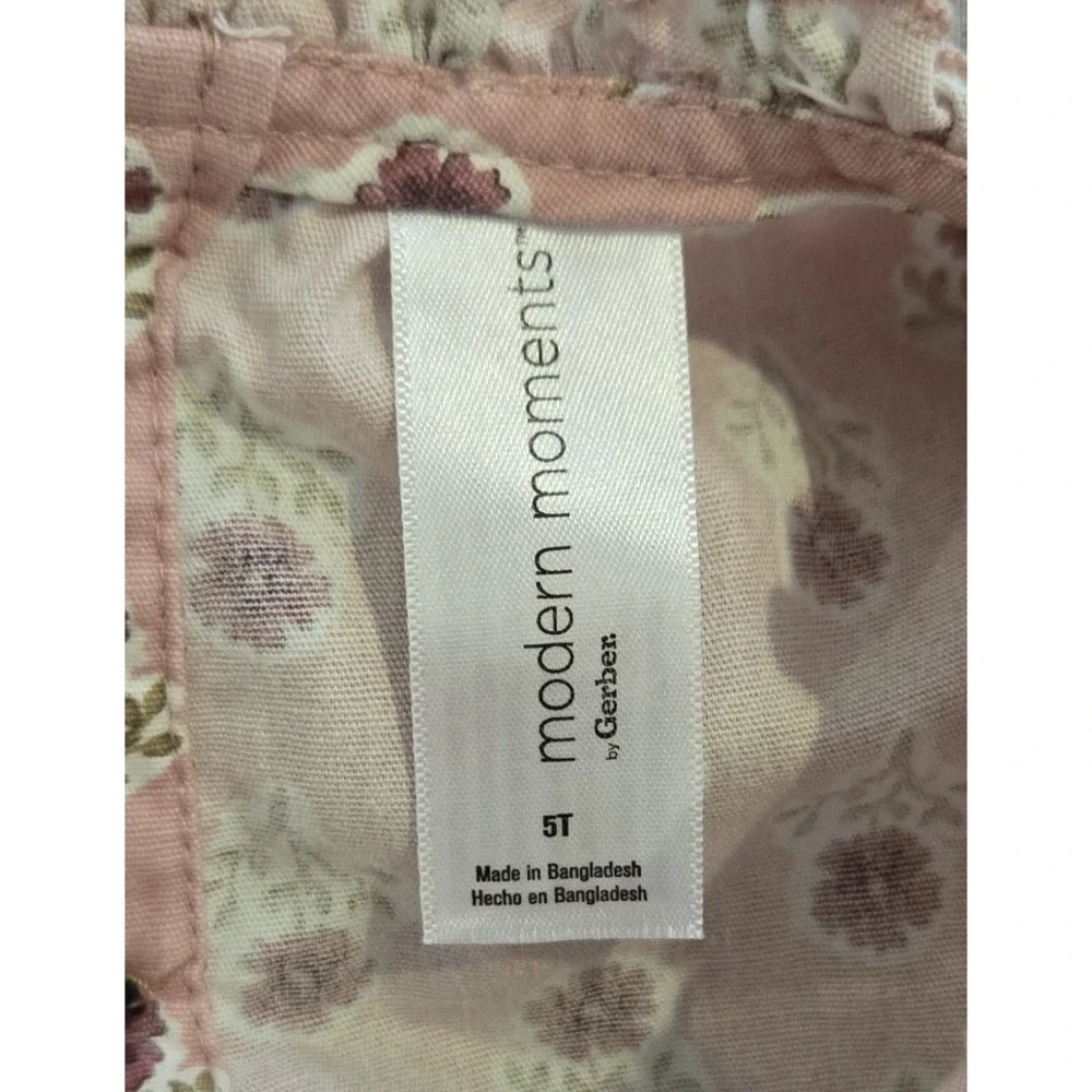 Modern Moments by Gerber 100% Cotton Girl's Dress Dusty Rose w/ Floral Design 5T